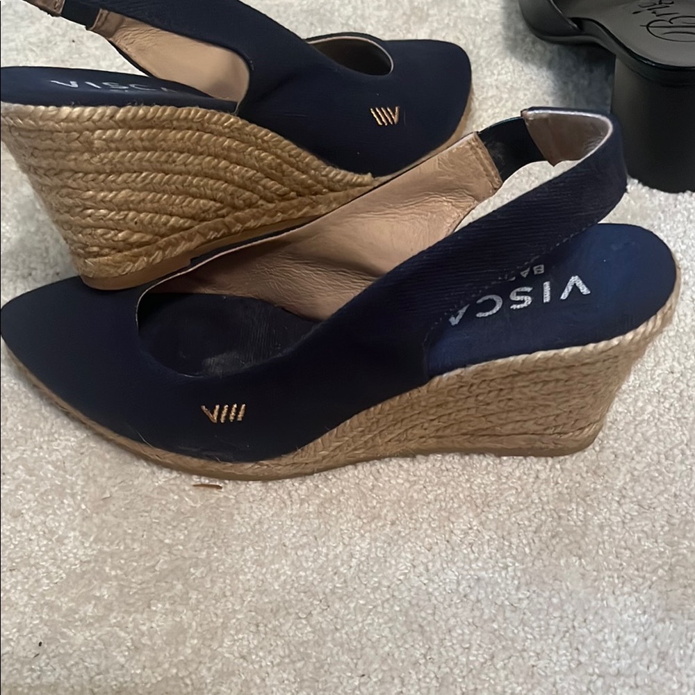 Blue Wedge Espadrilles with Slingback Strap
